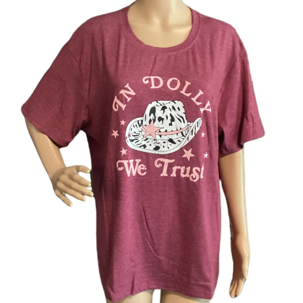 Dolly Parton Tshirt In Dolly We Trust Women’s XXL purple and Pink